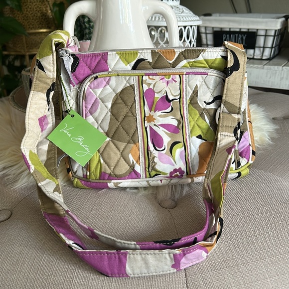 Vera Bradley Green and Purple Quilted Shoulder Bag - Picture 1 of 8